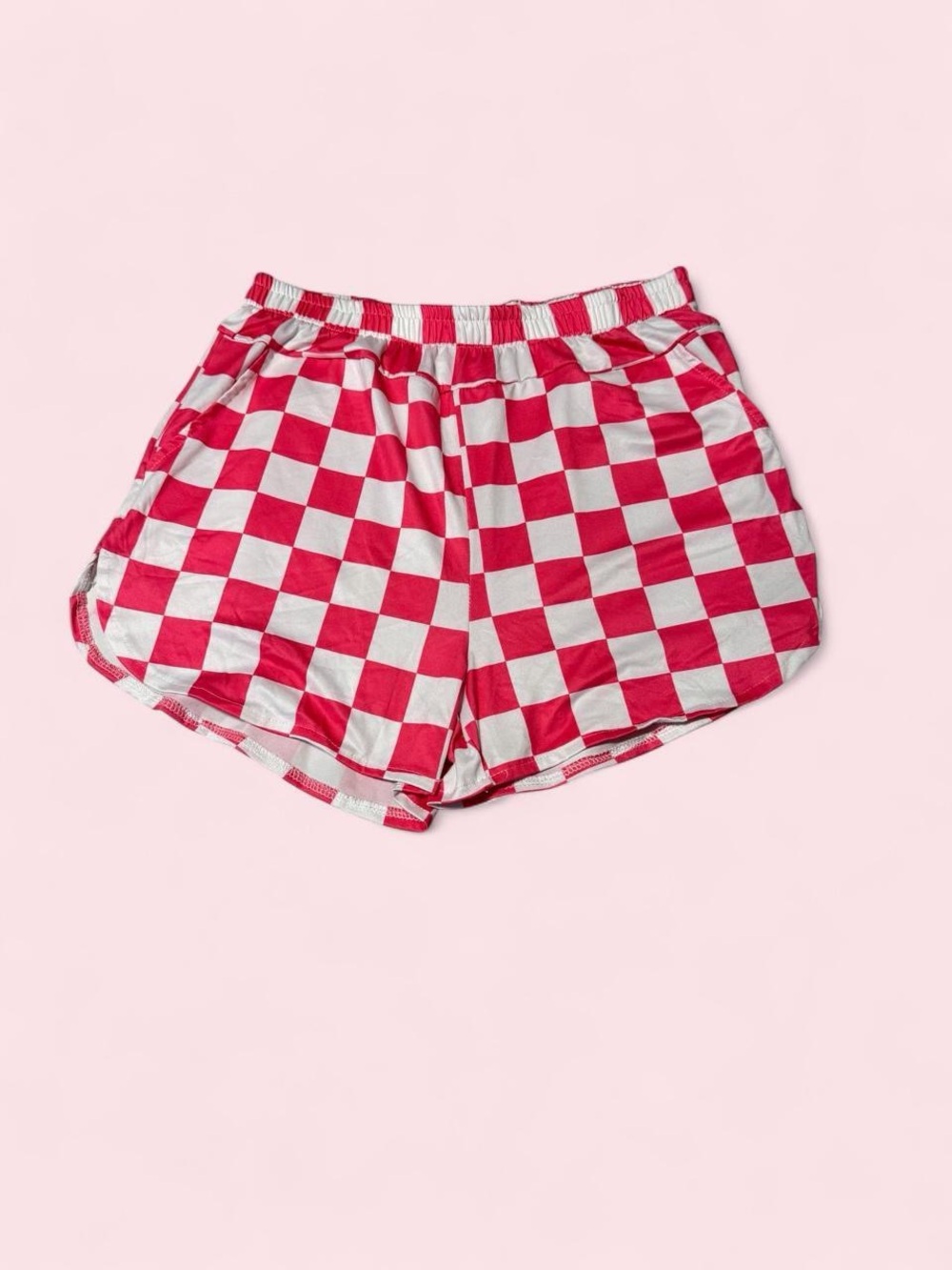 Checkerboard Pink & White Women’s Lounge Shorts